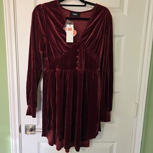 Cider Burgundy Velvet Mini Dress